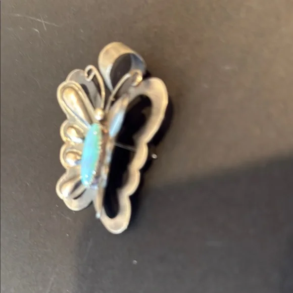Silver and Turquoise Butterfly Pendant / Brooch - Picture 6 of 9